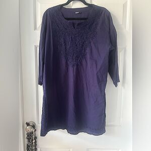 Purple Embroidered Long Sleeved 100% Cotton Top